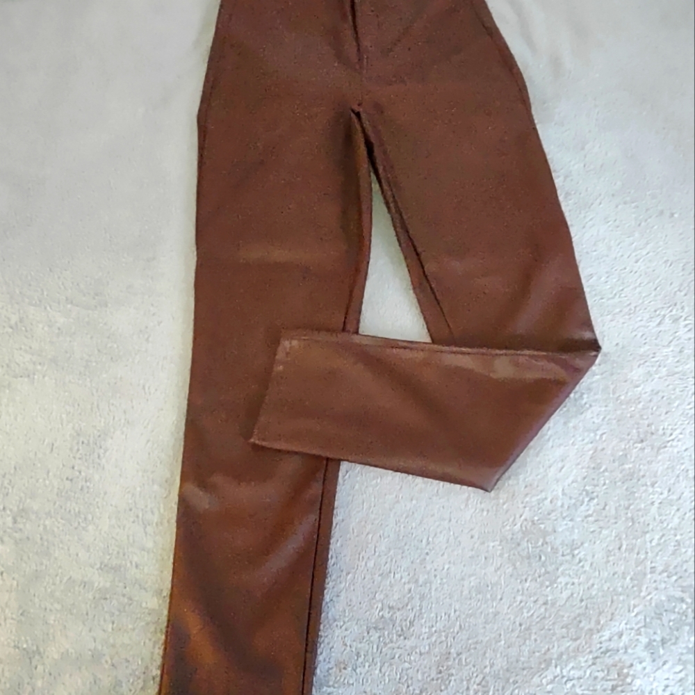 Leather look pants